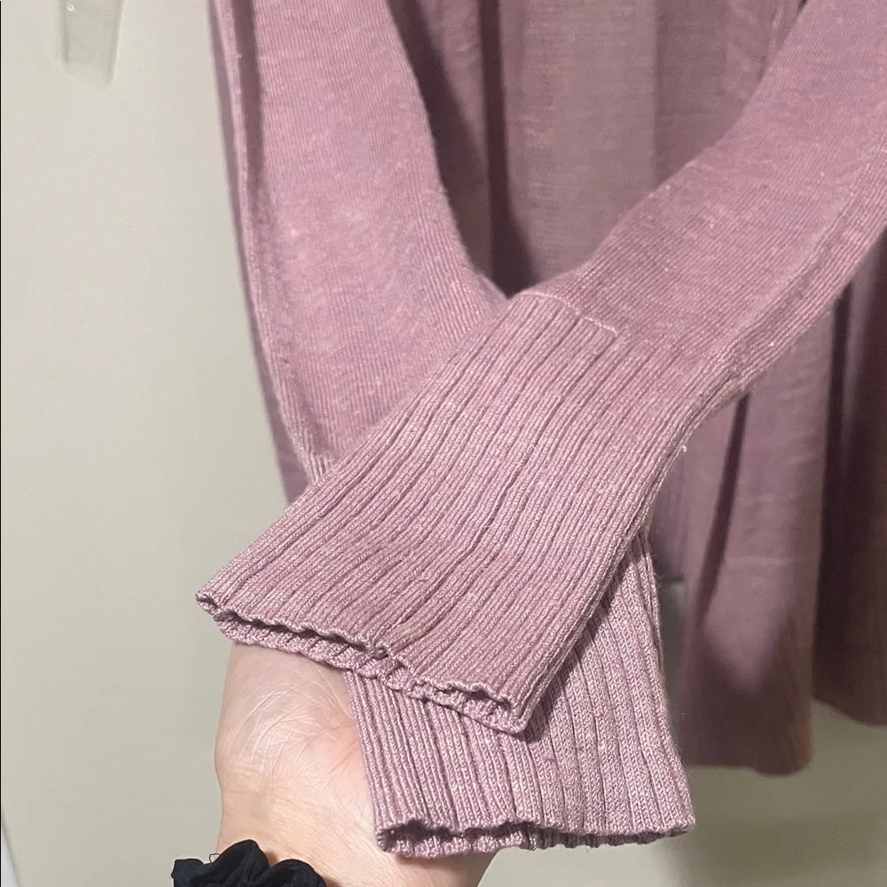 lululemon athletica Linen Blend Dusty Pink Light Hoodie Sweater Cardigan SZ M - Picture 6 of 15